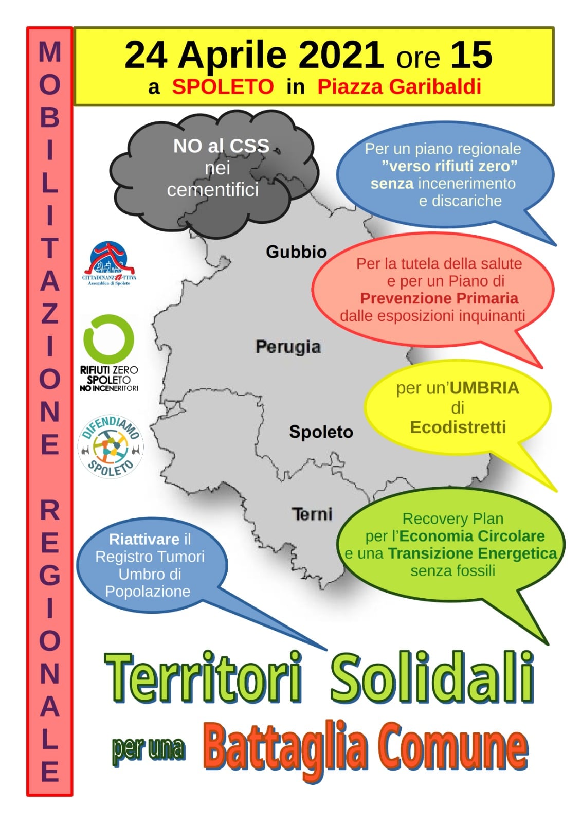 In piazza domani insieme al Comitato Rifiuti Zero contro la politica degli inceneritori in Umbria